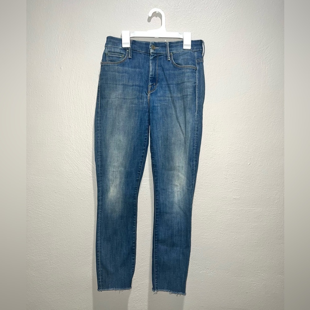Mother High Waisted Looker Ankle Fray Jeans